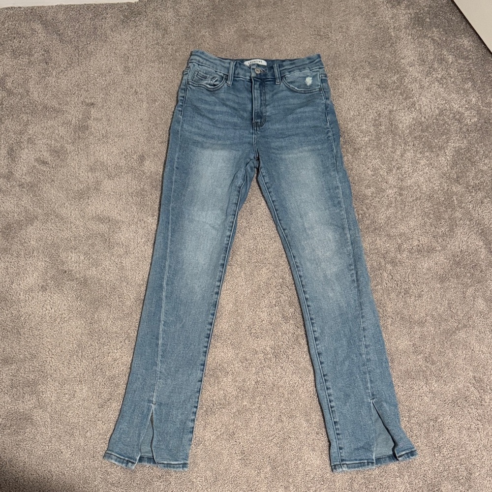 Women's Blue Jeans with Ankle Slit